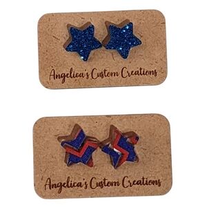 Patriotic Star Acrylic Stud Earrings – 2-Pack